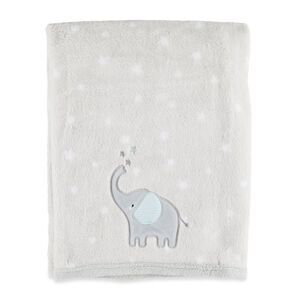 Parents Choice Soft Gray Baby Blanket with Elephant Accent 30x40